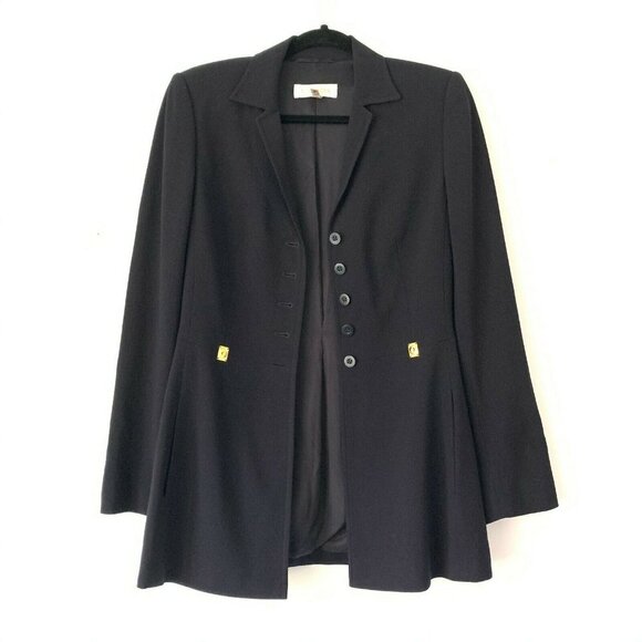 Escada 2 Dark Navy Gold Rivets Tailored Blazer - Picture 4 of 11